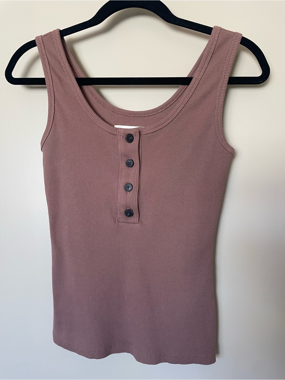 Everlane The Selfie Henley Button Tank - Mocha XS - Organic Cotton - Women's